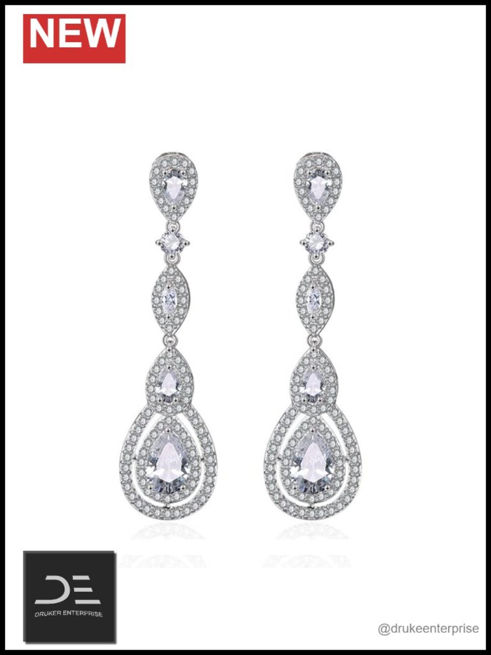 14K Gold Crystal Moissanite Teardrop Dangle Earrings Women